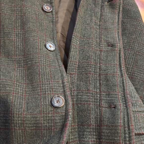 Vintage BARBOUR Men's L Plaid Wool Trench Coat Jacket Collared T249 Long Coat - Picture 10 of 16